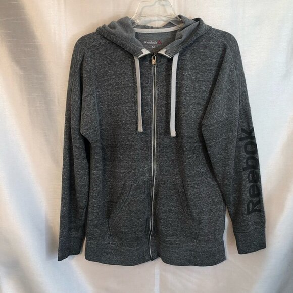 Reebok Ladies Med Full Zip  Hoodie in Heathered Grey with Logo down the arm - Picture 11 of 11